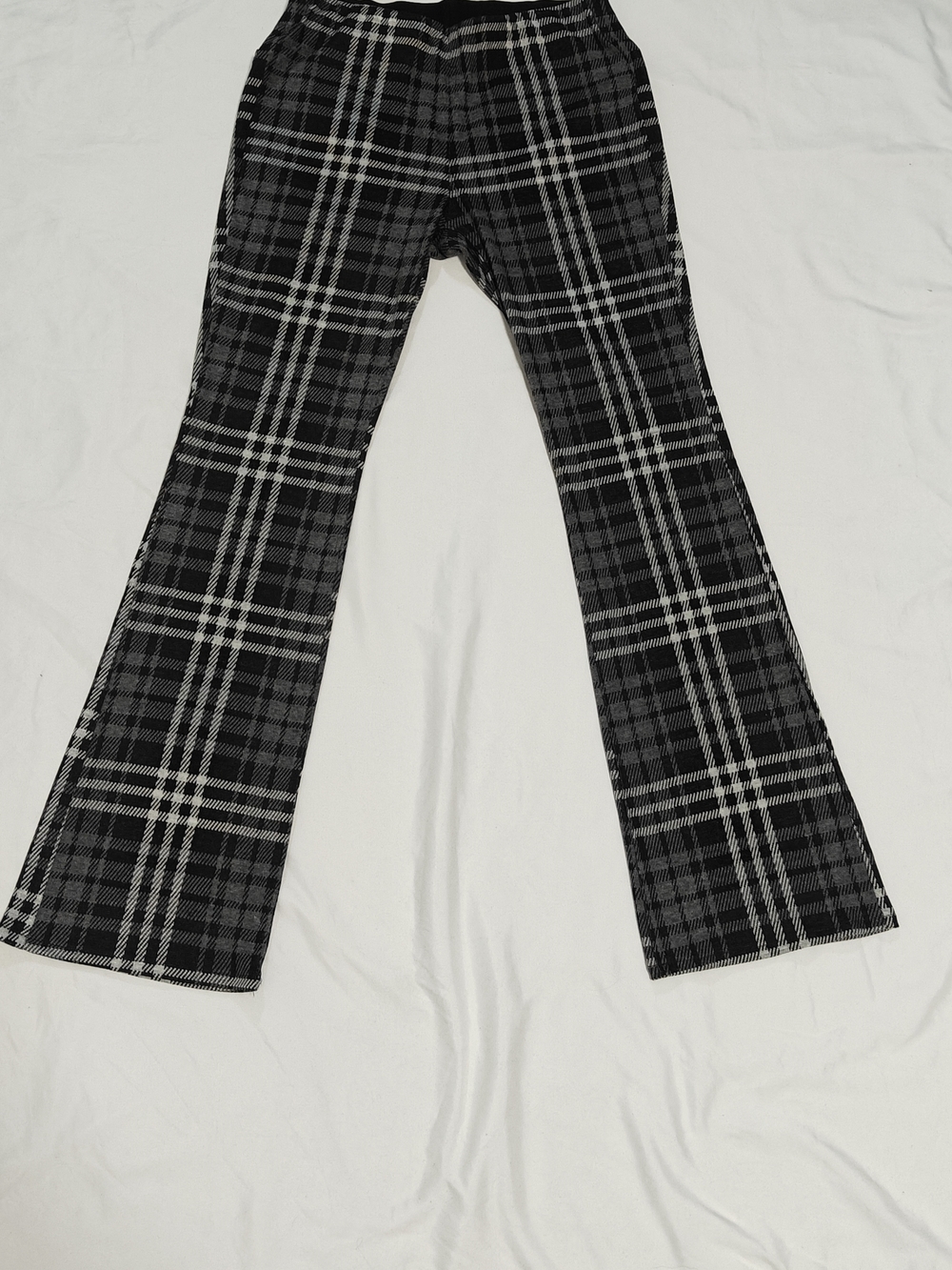 American Eagle Outfitters Black and White Plaid Flared Pants